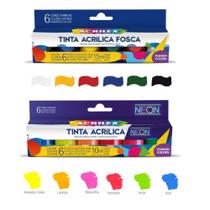 Tinta Acrilica Fosca 10ml 12 cores Fashion Colors Acrilex