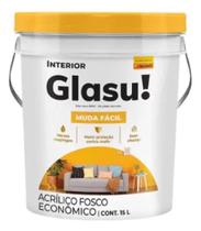 Tinta Acrílica Fosca Branca 15L Balde Muda Fácil Glasu