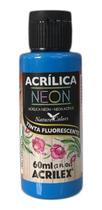 Tinta Acrílica Fosca Neon 60ml Acrilex Fluorescente Azul