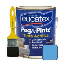 Tinta Acrilica Peg E Pinte 3,6L Eucatex Parede Teto Interna + Pincel Trincha 2" Cores