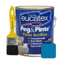 Tinta Acrilica Peg E Pinte 3,6L Eucatex Parede Teto Interna + Pincel Trincha 2" Cores