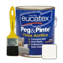 Tinta Acrilica Peg E Pinte 3,6L Eucatex Parede Teto Interna + Pincel Trincha 2" Cores