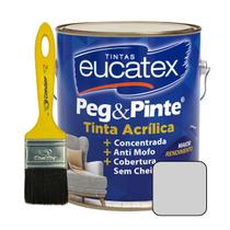 Tinta Acrilica Peg E Pinte 3,6L Eucatex Parede Teto Interna + Pincel Trincha 2" Cores