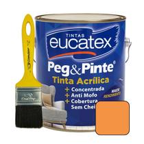 Tinta Acrilica Peg E Pinte 3,6L Eucatex Parede Teto Interna + Pincel Trincha 2" Cores