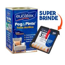 Tinta Acrílica Peg & Pinte 18l Branco Sem Cheiro Eucatex + Kit pintura 3 peças atlas parede, sala, quarto, interno