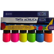 Tinta Acrílica Pintura Acrílica Neon kit 6 Cores 10ml