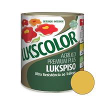 Tinta Acrílica Piso Premium Plus 900ml 1/4 Lukscolor Lukspiso Resistente Garagem Quadra Calçada Estacionamento Cimentado Concreto Fibrocimento - Amarelo Demarcação