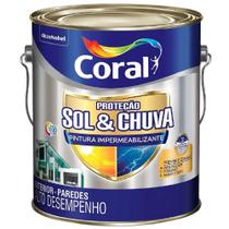 Tinta Acrílica Proteção Sol e Chuva Eggshell 3,6 Litros Branca - 5202627 - CORAL Tinta Acrílica Proteção Sol e Chuva Eggshell 3,6 Litros Branca - 5202627 - CORAL