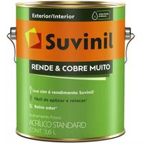 Tinta Acrílica Rende & Cobre Muito Fosco 3.6 Litros Branco - 50308370 - SUVINIL Tinta Acrílica Rende & Cobre Muito Fosco 3.6 Litros Branco - 50308370 - SUVINIL