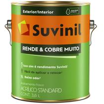 Tinta Acrílica Rende & Cobre Muito Fosco 3.6 Litros Palha - 50308447 - SUVINIL