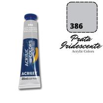 Tinta Acrylic Colors Acrilex 20ml 386 Prata Iridescente