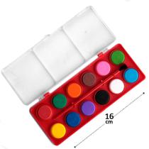 Tinta Aquarela 12 Cores com Pincel e Estojo - Tudo em Caixa