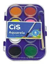 Tinta Aquarela 8 Cores + Pincel/Estojo - CIS