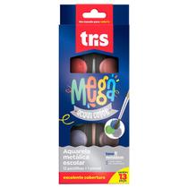 Tinta Aquarela Tris Mega Aqua Color Pastilha Metálica 12 Cores 1 Pincel Ref: 604466 Tinta Aquarela Tris Mega Aqua Color Pastilha Metálica 12 Cores 1 Pincel Ref: 604466