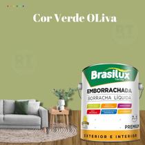 Tinta Borracha Líquida Cor Verde Brasilux Para Parede 3,2l Acrílica Lavável Antimofo.