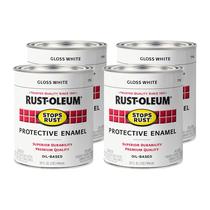 Tinta branca à base de óleo Rust-Oleum Stops Rust Gloss, pacote com 4 unidades de 946 ml