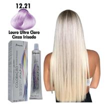 Tinta Cabelo Louro Ultra Claro Cinza Irisado Coloração 12.21 60g