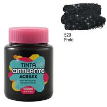Tinta Cintilante 100ml Cor 520 Preto Acrilex