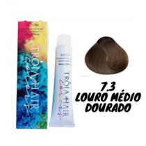 Tinta Coloração 7.3 Louro Medio Dourado 60g - Troia Hair