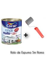 Tinta Coral Rende Muito Branco + Rolo de Espuma Poliéster 5cm Roma