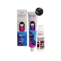 Tinta de Cabelo sem Amônia 4.0 Castanho Médio + Ox 20 Vol Japinha Color Tinta de Cabelo sem Amônia 4.0 Castanho Médio + Ox 20 Vol Japinha Color