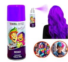 Tinta de Cabelo Temporária Roxa Spray lavável Cabelo Maluco Festas Carnaval