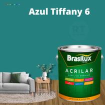 Tinta de Parede Acrílica Azul Turquesa 3,2l Lavável Antimofo Acrilar Brasilux Premium Várias Cores