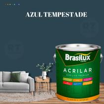 Tinta De Parede Brasilux Acrilar Cor Azul Fosca Lavável Antimofo Premium 3,2L Cor Azul Céu/ Azul Tempestade