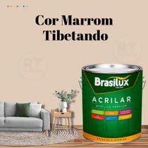 Tinta De Parede Brasilux Acrilar Cor Marrom Fosca Lavável Antimofo Premium 3,2L Cor Marrom Chocolate/Cor Pedra Esculpida.