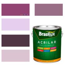 Tinta De Parede Brasilux Acrilar Cor Roxo Fosca Lavável Antimofo Premium 3,2L Cor Roxo Açai/Cor Vermelho Amora. Tinta De Parede Brasilux Acrilar Cor Roxo Fosca Lavável Antimofo Premium 3,2L Cor Roxo Açai/Cor Vermelho Amora.