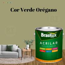 Tinta De Parede Brasilux Acrilar Cor Verde Fosca Lavável Antimofo Premium 3,2L Cor Verde Cana/Cor Verde Abacate