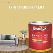 Tinta de Parede Semi Brilho Amarelo Brasiplus 800ml Acrilica Lavável.