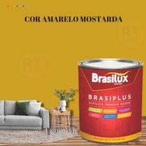 Tinta de Parede Semi Brilho Amarelo Brasiplus 800ml Acrilica Lavável.