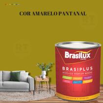 Tinta de Parede Semi Brilho Amarelo Brasiplus 800ml Acrilica Lavável.