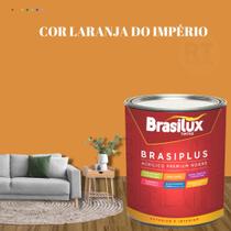 Tinta de Parede Semi Brilho Laranja 800ml Brasiplus Acrilica Lavável.