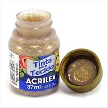 Tinta de tecido Acrilex ouro glitter 201 37ml Tinta de tecido Acrilex ouro glitter 201 37ml