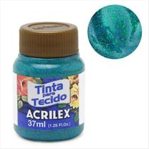 Tinta de tecido Acrilex verde glitter 206 37ml
