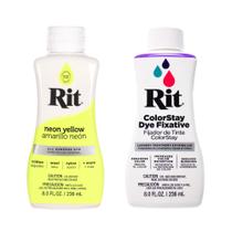 Tinta de tecido Rit Dye Liquid 240 ml Amarelo Neon com fixador de cor