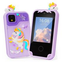 Tinta de vento para celular infantil para menina com câmera de 2,8", tela sensível ao toque, roxa