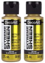 Tinta DecoArt 24K Ouro Brilho Extremo, 59 ml Pacote com Dois Tinta DecoArt 24K Ouro Brilho Extremo, 59 ml Pacote com Dois
