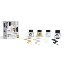 Tinta Desenho Winsor Newton Ink Collection Metallic 4 Cores