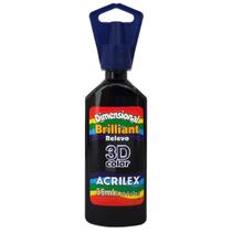 Tinta Dimensional 3D Brilliant 35ml 520 Preta Acrilex