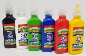 Tinta Dimensional 3d Brilliant Acrilex Com 6 Potes De 20ml