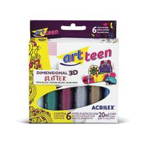 Tinta Dimensional 3D Glitter 20ml Cx com 6 Cores Acrilex