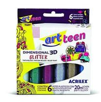 Tinta Dimensional Acrilex Glitter 6 Cores