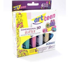 Tinta Dimensional Glitter 6 cores - Acrilex -