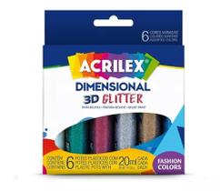 Tinta Dimensional Relevo 3d Glitter 20ml 6 Cores Acrilex