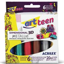 Tinta Dimensional Relevo Metálica Efeito 3D 6 cores Acrilex Artesanato Pintura Roupas Tecido Madeira MDF EVA Gesso Tinta Dimensional Relevo Metálica Efeito 3D 6 cores Acrilex Artesanato Pintura Roupas Tecido Madeira MDF EVA Gesso