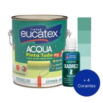 Tinta Epóxi Base Água Azulejo Pastilha Piso Madeira Metal Alvenaria Banheiro 3,6L + 4 Corantes Pigmento Xadrez - Eucatex