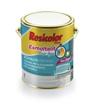 Tinta esmalte base água brilhante3,6l branco Resicolor Esmaltelit